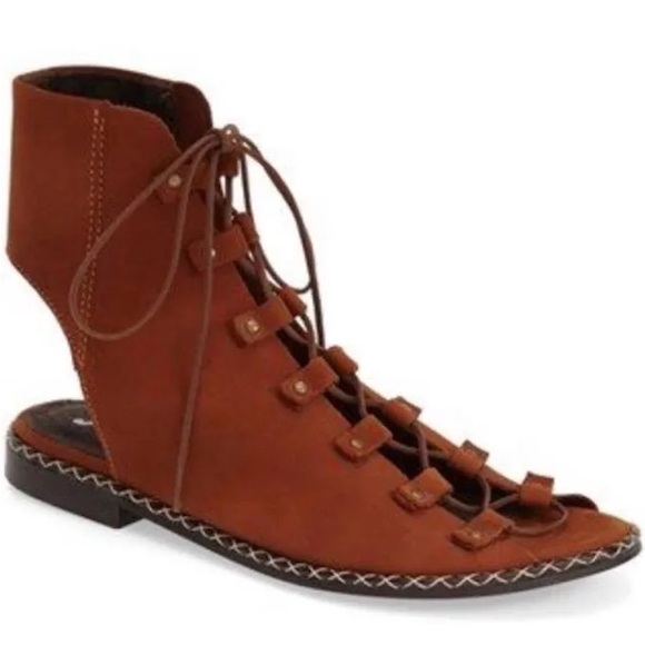 Free People Edgewater Lace-Up Flat Leather Gladiator Sandal (7) - Picture 2 of 5